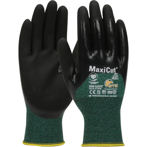 ATG MaxiCut&reg; Oil Cut-Resistant Gloves, Size Large, 15 Gauge, Nitrile Coated, Engineered Yarn Shell, ASTM ANSI Level A2/EN 388 Level 3/EN 388 Level B Quali-T-Solutions