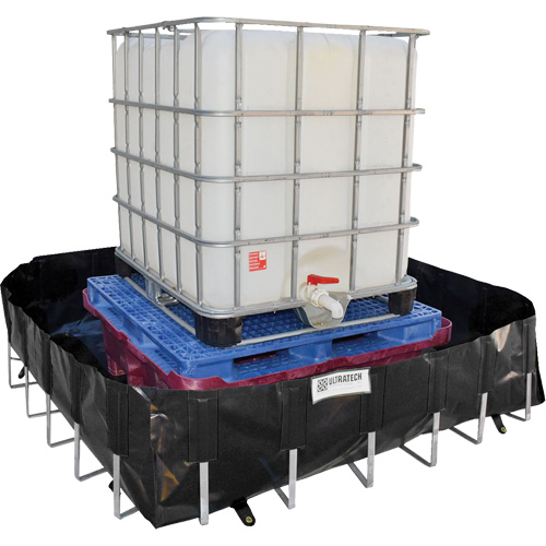 Berme de confinement des d&eacute;versements Ultra-IBC Berm, Capacit&eacute; 400 gal. US, 6' la x 6' lo x 18" h, Support en L Quali-T-Solutions