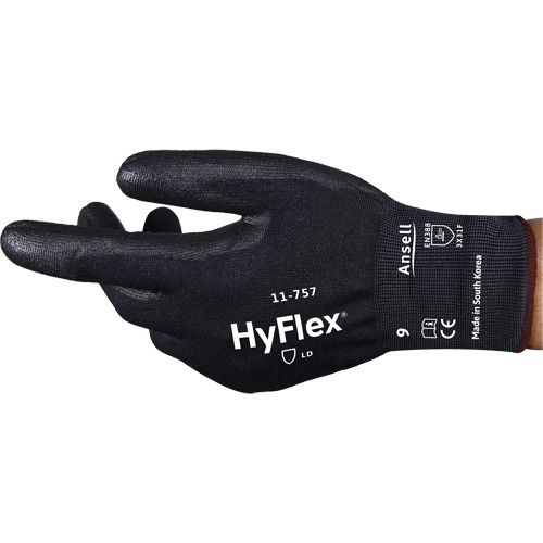 Gants r&eacute;sistant aux coupures Hyflex 11-757, Taille 6, Calibre 18, Rev&ecirc;tement Polyur&eacute;thane, Enveloppe en Intercept, ASTM ANSI niveau A7/EN 388 niveau F Quali-T-Solutions