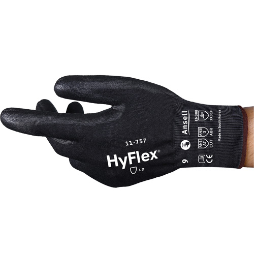 Gants r&eacute;sistant aux coupures Hyflex 11-757, Taille 8, Calibre 18, Rev&ecirc;tement Polyur&eacute;thane, Enveloppe en Intercept, ASTM ANSI niveau A7/EN 388 niveau F Quali-T-Solutions