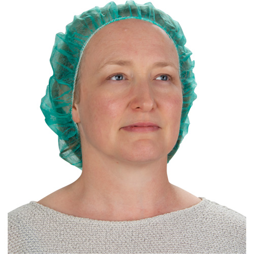 Bouffant Caps, Polypropylene, 21", Green Quali-T-Solutions