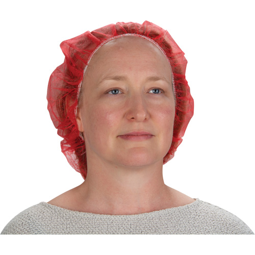 Bonnets bouffants, Polypropyl&egrave;ne, 21", Rouge Quali-T-Solutions