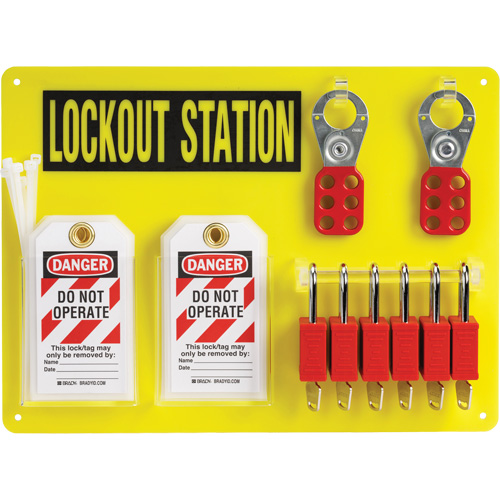 Lockout Board with Keyed Alike Nylon Safety Lockout Padlocks, Plastic Padlocks, 6 Padlock Capacity, Padlocks Included Quali-T-Solutions