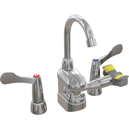 Robinet/douche oculaire activ&eacute; par bascule avec vanne &agrave; palette au poignet, Installation Montage sur &eacute;vier Quali-T-Solutions