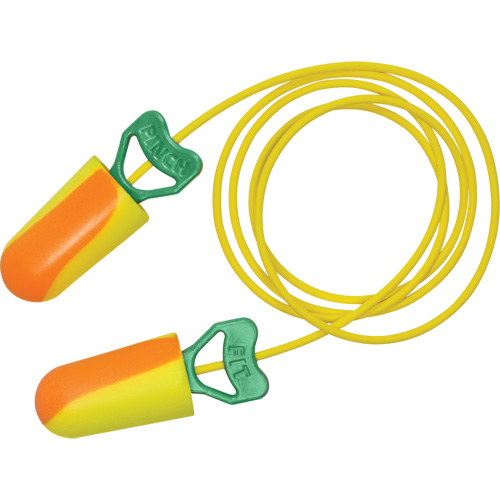 Bouchons d'oreilles biosourc&eacute;s PinchFit BioSoft, Vrac - Boîte, Avec cordon Quali-T-Solutions
