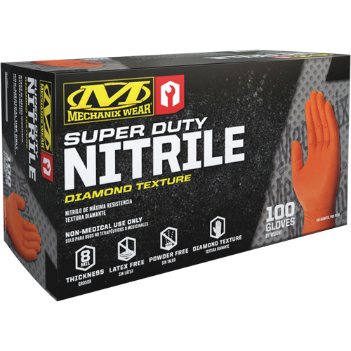 Super Duty Disposable Gloves, 9/Medium, Nitrile, 8-mil, Powder-Free, Orange Quali-T-Solutions