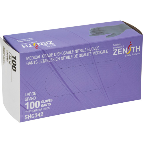 Gants jetables de calibre m&eacute;dical, Grand, Nitrile, 6 mils, Sans poudre, Noir, Classe 2 Quali-T-Solutions