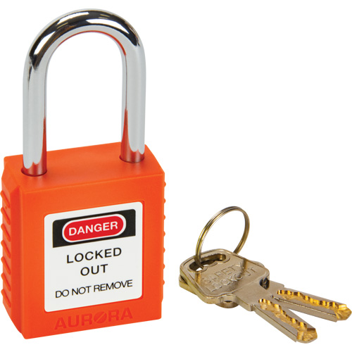 Safety Lock, Orange, Keyed Different, Thermoplastic, 1-1/2" Width Quali-T-Solutions