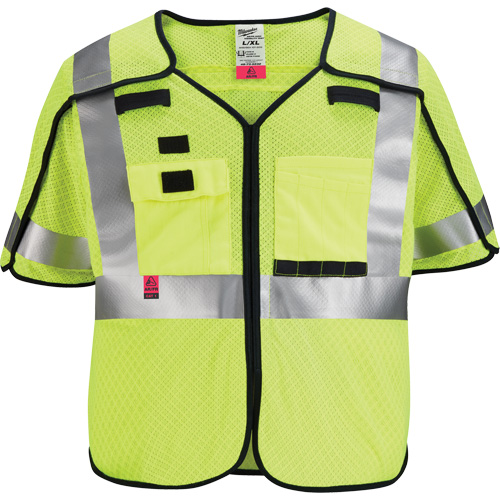 Gilet de s&eacute;curit&eacute; &agrave; maille d&eacute;tachable, Noir/Jaune lime haute visibilit&eacute;, Moyen/Petit Quali-T-Solutions