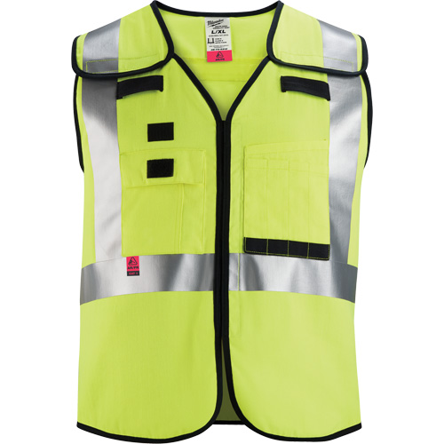 Gilet de s&eacute;curit&eacute; &agrave; maille d&eacute;tachable, Noir/Jaune lime haute visibilit&eacute;, Moyen/Petit Quali-T-Solutions