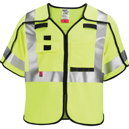 Gilet de s&eacute;curit&eacute; &agrave; maille d&eacute;tachable, Noir/Jaune lime haute visibilit&eacute;, Moyen/Petit Quali-T-Solutions