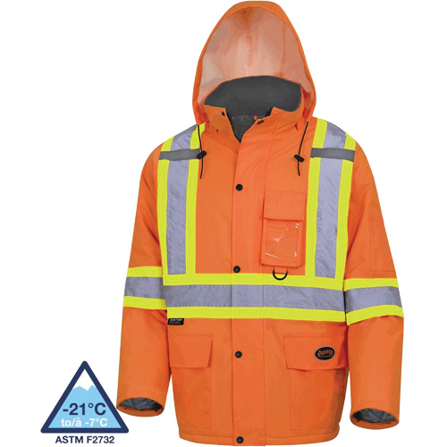 5030 Waterproof Quilted Safety Parka, High Visibility Orange, Small Quali-T-Solutions