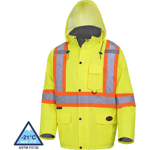 5031 Waterproof Quilted Safety Parka, High Visibility Lime-Yellow, Small Quali-T-Solutions