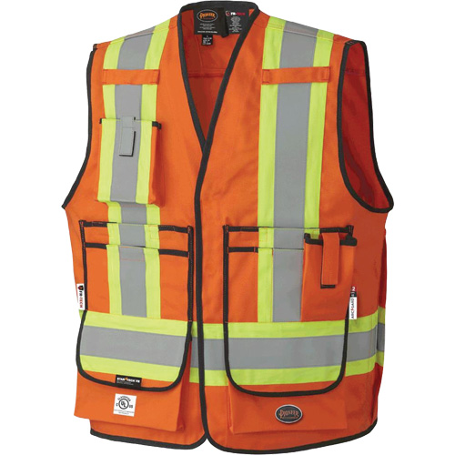 7732 FR-Tech&reg; Flame-Resistant Arc Surveyor's Vest, Small, High Visibility Orange, 9.7 cal/cm² Quali-T-Solutions