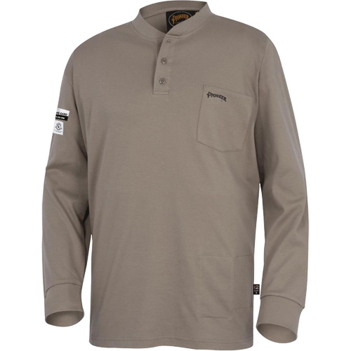 331 Chandail Henley en tricot interlock ignifuge, Petit, Beige Quali-T-Solutions
