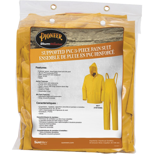 577 3-Piece Rain Suit, Polyester/PVC, 6X-Large, Yellow Quali-T-Solutions