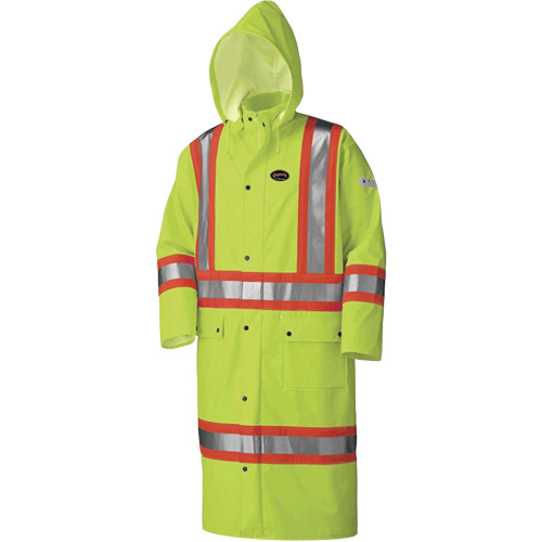 5897 Manteau long imperm&eacute;able et ignifuge, Grand, Jaune lime haute visibilit&eacute; Quali-T-Solutions