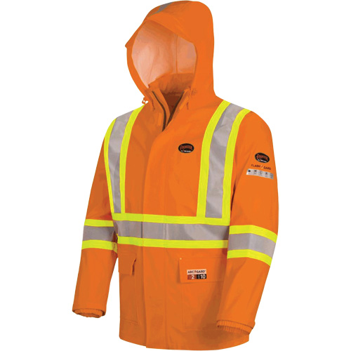 5880 Manteau de pluie ignifuge et protection contre les &eacute;clats d'arc &eacute;lectrique, T-petit, Orange haute visibilit&eacute;, 10 cal/cm² Quali-T-Solutions