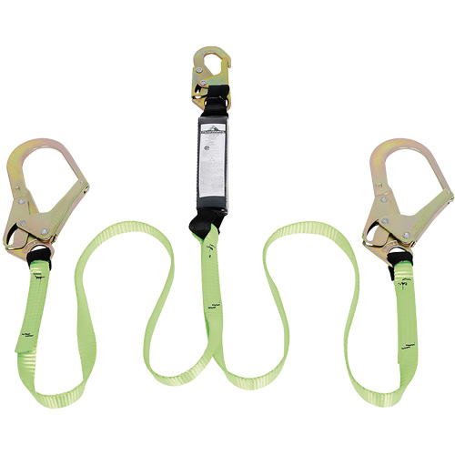 SA-54022-6 Shock Absorbing Lanyard, 6', Rebar Hook Center, Snap Hook Leg Ends, Polyester Quali-T-Solutions