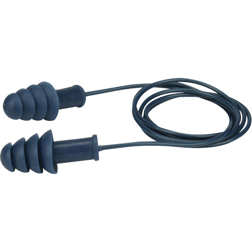 Metal-Detectable Reusable TPR Earplugs, Corded, Bulk - Box, 27 dB NRR, One-Size Quali-T-Solutions