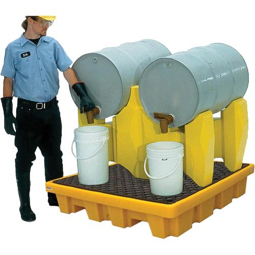 Ultra-Drum Rack 2-Drum Containment System with Drain, 53" L x 53" W x 44.8" H, 1500 US gal. Capacity Quali-T-Solutions