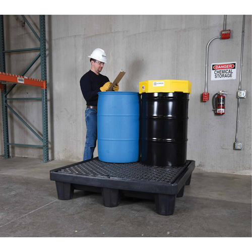 4-Drum Economy Ultra-Spill Pallet&reg;, 66 US gal. Spill Capacity, 53" x 53" x 11.8" Quali-T-Solutions