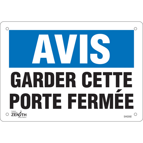 Enseigne  Porte ferm&eacute;e , 7" x 10", Vinyle, Français Quali-T-Solutions