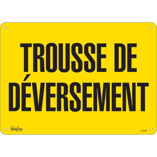 "Trousse de d&eacute;versement" Sign, 10" x 14", Plastic, French Quali-T-Solutions