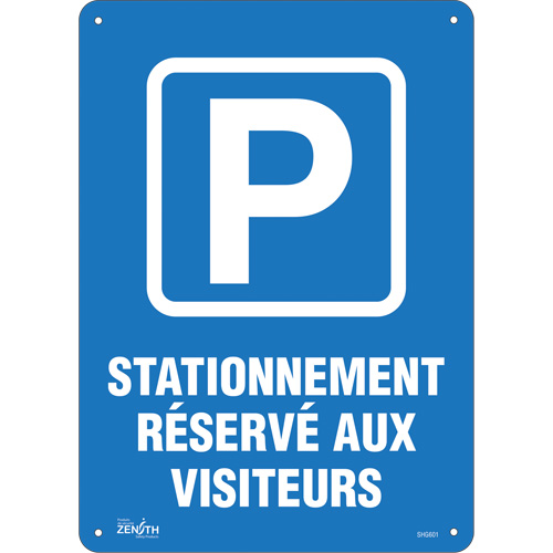 "Stationnement r&eacute;serv&eacute; aux visiteurs" Sign, 10" x 14", Plastic, French with Pictogram Quali-T-Solutions
