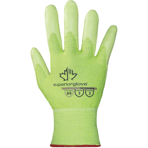 Gants haute visibilit&eacute; r&eacute;sistants &agrave; la coupe S21TXUGFN, Taille 5/2T-petit, Calibre 21, Rev&ecirc;tement Nitrile, Enveloppe en TenActiv, ASTM ANSI niveau A9 Quali-T-Solutions