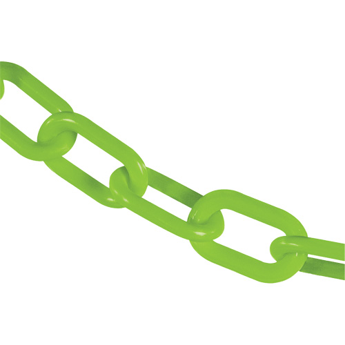 Chaîne de s&eacute;curit&eacute; en plastique robuste, Vert, Maillon de 2", 25' de long Quali-T-Solutions