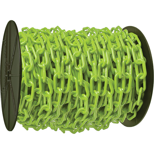 Chaîne de s&eacute;curit&eacute; en plastique robuste, Vert, Maillon de 2", 100' de long Quali-T-Solutions