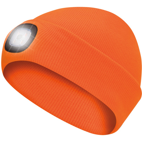 5675 Knit Toque with LED Headlight, Fleece Lining, One Size, High Visibility Orange Quali-T-Solutions