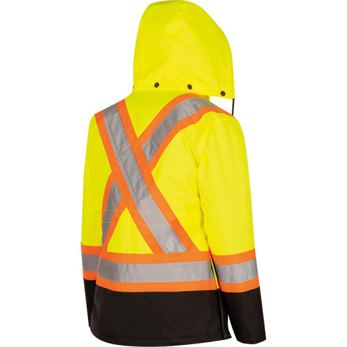 5021BBW Women's  7-in-1 Waterproof Jacket with Hood, Polyester/Polyurethane, High Visibility Lime-Yellow, X-Small Quali-T-Solutions