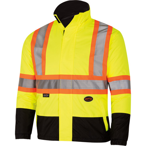 5771 Waterproof Reversible Safety Jacket, Polyester/Polyurethane, High Visibility Lime-Yellow, Small Quali-T-Solutions