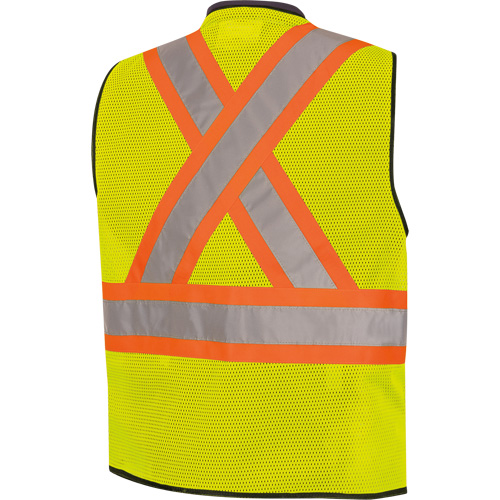 6895 Veste de s&eacute;curit&eacute; haute visibilit&eacute; bicolore avec fermeture &agrave; glissi&egrave;re sur tout le devant, Noir/Jaune lime haute visibilit&eacute;, 2T-Grand/3T-Grand, Polyester Quali-T-Solutions