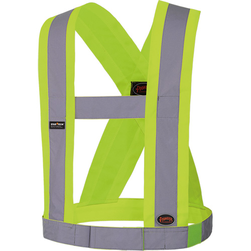5493 Bretelles ajustables de s&eacute;curit&eacute; haute visibilit&eacute; de 4" de largeur, R&eacute;pond ou surpasse la norme CSA Z96 classe 2 - niveau 2, Jaune lime haute visibilit&eacute;, Couleur r&eacute;fl&eacute;chissante Argent, Taille uniq Quali-T-Solutions