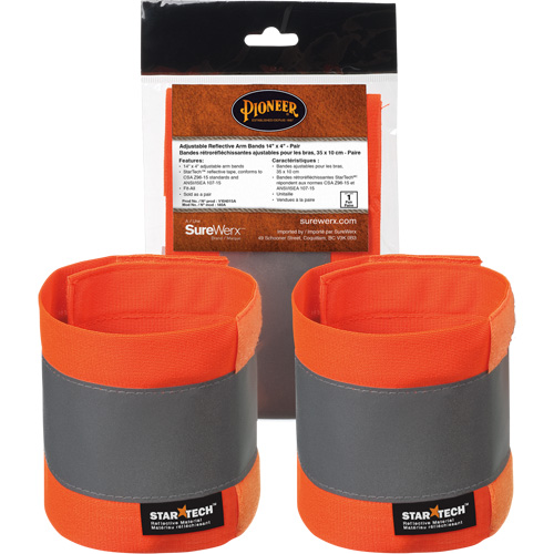 140A High-Visibility Orange Adjustable 14" X 4" Reflective Armband Quali-T-Solutions