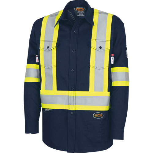 7742SF Chemise de s&eacute;curit&eacute; haute visibilit&eacute; r&eacute;sistant aux arcs &eacute;lectriques 88/12 FR-Tech, Petit, Bleu marin Quali-T-Solutions