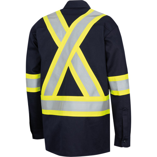 7742SF Chemise de s&eacute;curit&eacute; haute visibilit&eacute; r&eacute;sistant aux arcs &eacute;lectriques 88/12 FR-Tech, Petit, Bleu marin Quali-T-Solutions