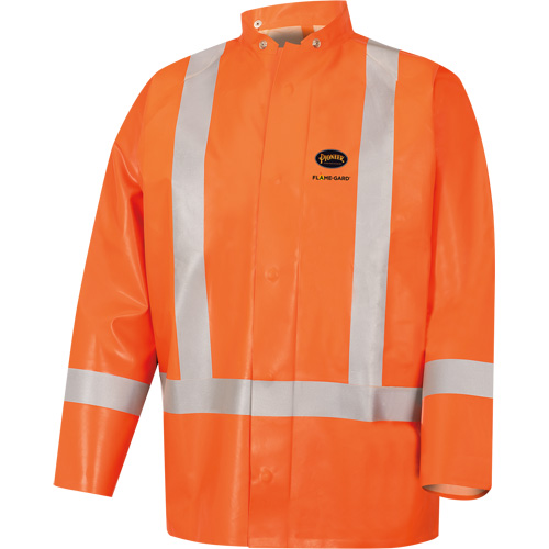 5990J Manteau de s&eacute;curit&eacute; imperm&eacute;able tr&egrave;s robuste ignifuge et r&eacute;sistant aux arcs &eacute;lectriques, Petit, Orange haute visibilit&eacute;, 11 cal/cm² Quali-T-Solutions