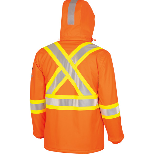 5884 Manteau imperm&eacute;able ignifuge et r&eacute;sistant aux arcs &eacute;lectriques avec capuchon Flash-Gard, Petit, Orange haute visibilit&eacute;, 51 cal/cm² Quali-T-Solutions