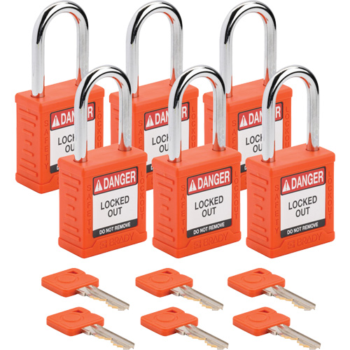 Velocity Lockout Padlocks, Orange, Keyed Different, Nylon, 1-1/2" Width Quali-T-Solutions