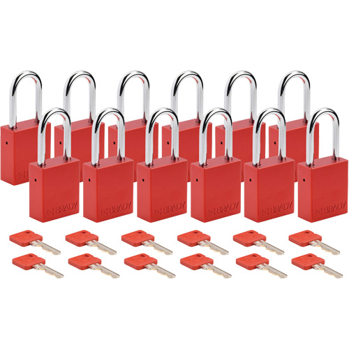 Cadenas de verrouillage Velocity, Rouge, Cl&eacute;s diff&eacute;rentes, Aluminium, Largeur de 1-1/2" Quali-T-Solutions