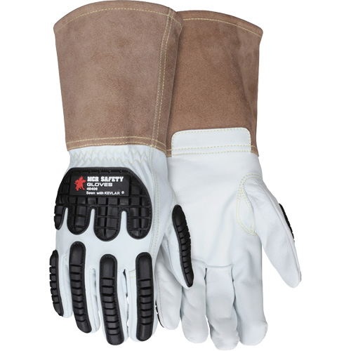 Gants en cuir pour le soudage, Moyen, Paume en Ch&egrave;vre, Poignet Manchette Quali-T-Solutions