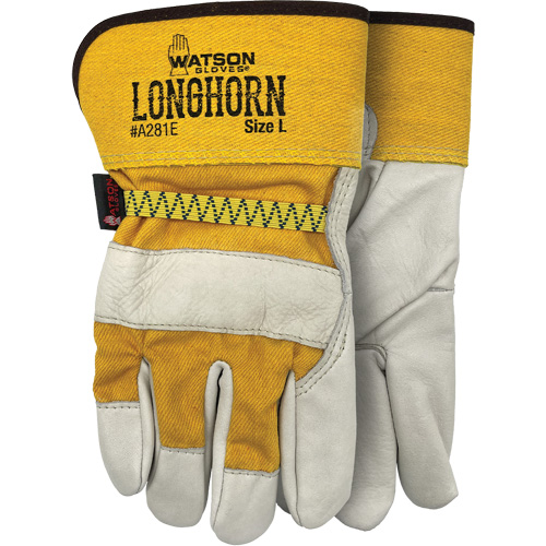 Longhorn Gloves, Large, Grain Cowhide Palm Quali-T-Solutions