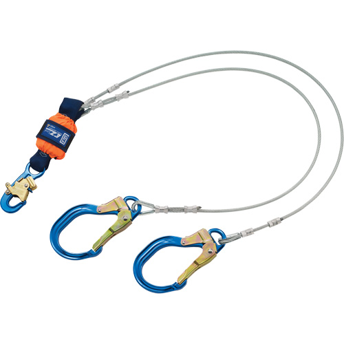 Energy Absorbing Lanyard, 6', Rebar Hook Center, Snap Hook Leg Ends, Metal Quali-T-Solutions