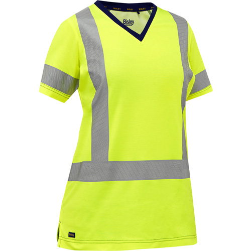Chemise &agrave; manches courtes et X au dos Bisley pour femmes, Poly-coton, Petit, Jaune lime haute visibilit&eacute; Quali-T-Solutions