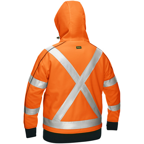 Coton ouat&eacute; doubl&eacute; de sherpa avec capuchon &agrave; fermeture &eacute;clair compl&egrave;te et X au dos Bisley pour femmes, T-Grand, Orange haute visibilit&eacute; Quali-T-Solutions