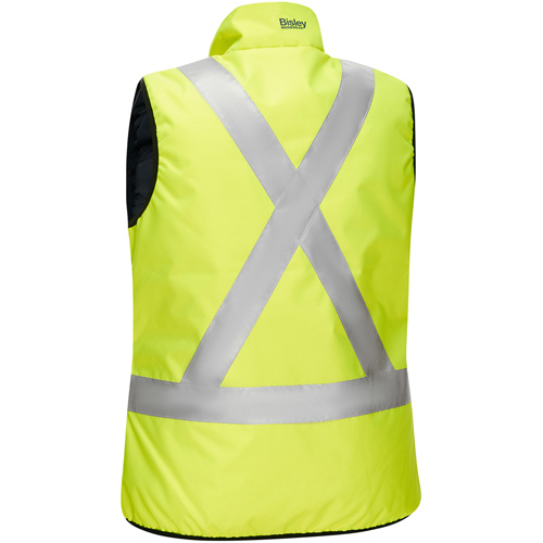 Bisley&reg; X-Back Women's Contoured Reversible Puffer Vest, High Visibility Lime-Yellow, 3X-Large, Polyester Quali-T-Solutions